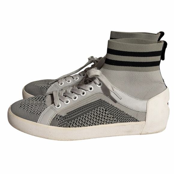 ASH Sock Style Knit High Top Sneakers Gray White Red Star EU 38 - Picture 3 of 13